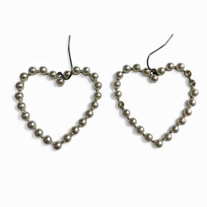 White Pearl Heart Earrings